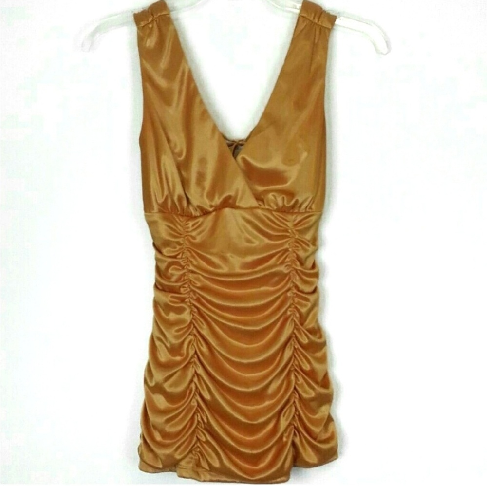 Studio Y Ruched Yellow Sleeveless Top Size Small
